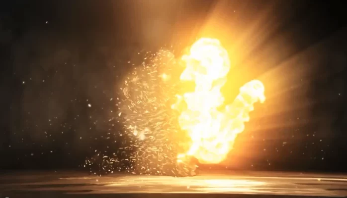 لوگوموشن آتشی سه بعدی فلزی